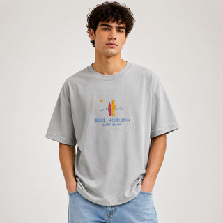 تیشرت مردانه باکسی طرح Blue Horizon